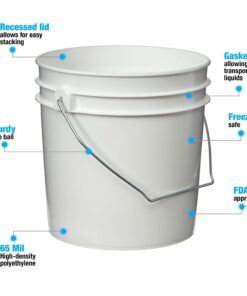 Hudson Exchange Premium 1 Gallon Bucket, HDPE, White, 6 Pack 5 61Sd0vQtJaL