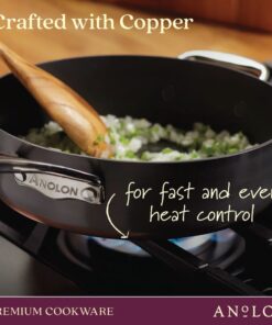 Anolon Nouvelle Copper Hard Anodized Nonstick Pots and Pans, Cookware Set (11 Piece), Onyx Cookware Set (11 Piece) 23 61Sfen4F6NL