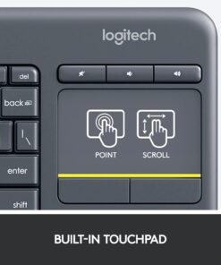 Logitech K400 Plus Wireless Touch With Easy Media Control and Built-in Touchpad, HTPC Keyboard for PC-connected TV, Windows, Android, Chrome OS, Laptop, Tablet - Black Floral 35 61SgWTYhC9L