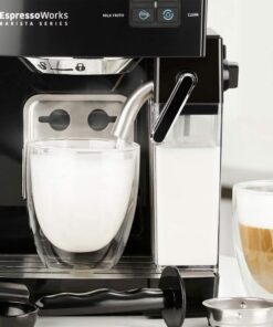 EspressoWorks 19-Bar Espresso, Latte and Cappuccino Maker 10-Piece Set - Brew Cappuccino and Latte with One Button - Espresso Machine with Milk Steamer 1250W - Coffee Gifts (Black) Black 28 61SgnwrSzdL