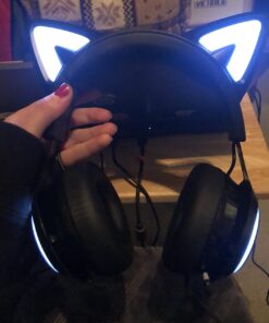 SOMIC GS510 Gaming Headset, Cat Ear Headset PC Gaming Headphones with Retractable Mic Noise Cancelling, Stereo Sound, DIY Face Covers for PC, PS4, PS5,Xbox One(Only White LED Light) Wired Black 23 61SiIOQqg3L