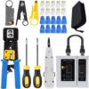 LETB Network Tool Kit Set, Cable Tester Repair Tools Wire Stripping Cutter, Coax Crimper Plug Crimping, Punch Down RJ11 RJ45 Cat5 Cat6 Wire Data Detector Stripper, (A)