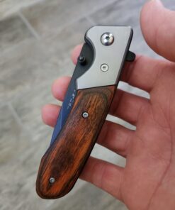 TAC FORCE Spring Assisted Folding Pocket Knife – Black Stainless Steel Drop Point Blade, Brown Wood Handle with Stainless Steel Bolster, Pocket Clip, Tactical, EDC, Rescue - TF-469 47 61SjiNbPbpL