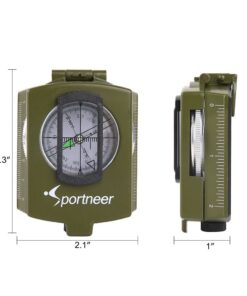 Sportneer Compass Hiking Survival | Lensatic Military Sighting Orienteering Compass | Backpacking Navigation Compass | Boy Scout Compass for Kids | Professional Compass for Hiking Camping Hunting Army Green 29 61SmWypn5QL