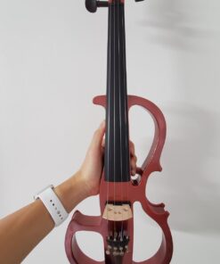 Cecilio Solid Wood Electric/Silent Violin with Ebony Fittings - 4/4 Full Size - Metallic Red Mahogany 4/4-size 45 61Sn4v7Jg L