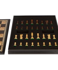 Adrienne Chess Inlaid Burl Wood Board Game with Weighted Wooden Pieces, Extra Large 19 x 19 Inch Set 9 61Snc458 wL