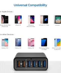 Key Power Quick Charge 3.0 Wall Charger, 60W 6-Port USB Fast Charger Desktop Charging Station for iPhone/PRO MAX/XS Max/XR/X/8/7/Plus, iPad Pro/Air 2/Mini, Galaxy S10/S9/S8/S7/Plus HTC and More 39 61SqZL2OBL