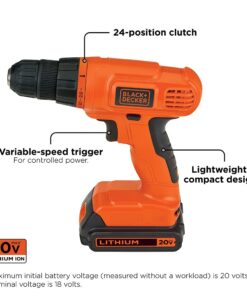 BLACK+DECKER 20V MAX Drill & Home Tool Kit, 34 Piece (BDCD120VA) , Orange Drill & Home Tool Kit Only 10 61SuLTIl lS