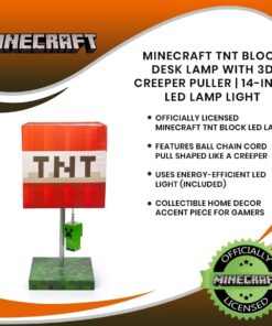 Minecraft TNT Block 14-Inch Desk Lamp with 3D Creeper Puller | LED Lamp 18 61SxbzZoVBL