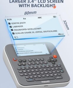 Makeid Label Maker E1 - Bluetooth Rechargeable Label Maker Machine - QWERTY Keyboard Labeler, 3.4" Backlighting LCD Screen - Prints 9~12mm & Label Margin <=1mm Black 8 61SxochkfPL