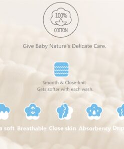 MUKIN Baby Washcloths - Natural Cotton Baby Wipes - Soft Newborn Baby Face Towel and Washcloth for Sensitive Skin- Baby Registry as Shower, 5 Pack 12x12 inches 25 61SzR5GrbOL