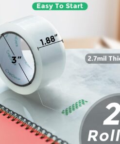 CREGEAR Heavy Duty Packing Tape, 2.7 mil, 1.88 inch x 60 Yards per roll, Ultra Strong, Refills for Packaging Mailing Moving Storage and Shipping, Clear, 3" Core (2) 11 61T0h A2CL