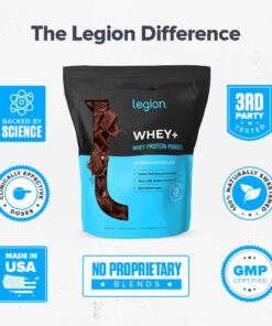 LEGION Whey Protein Powder Chocolate - Whey+ Isolate Protein Powder - Protein Isolate from Grass Fed Cows - Non-GMO, Lactose-Free, Sugar-Free Protein Powder Dietary Supplement (79 Servings) 78 Servings (Pack of 1) 21 61T1MmxX7WL