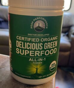 Peak Performance Organic Greens Superfood Powder. Best Tasting Super Greens Powder with 25+ Organic Ingredients for Max Energy and Athletic Performance. Vegan Keto Green Juice Daily Drink Original Greens 30 61T6qWAkKTL
