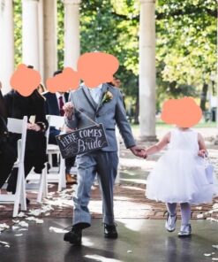 Primitives by Kathy 26915 Chalk Art Wedding Hanging Sign, 12 x 6-Inches, Here Comes the Bride 31 61T7 C3WQiL