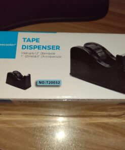 Desktop Tape Dispenser Adhesive Roll Holder (Fits 1" & 3" Core) with Weighted Nonskid Base Black plastic 39 61T8j729W6L