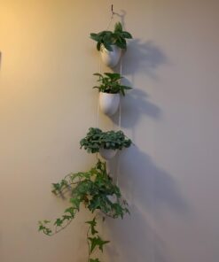 MyGift 4-Tier White Ceramic Hanging Wall Planter with Rope - Decorative Succulent Herb Flower Pot Containers 35 61T92IRi0L
