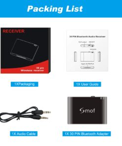 Smof Premium 30 Pin Bluetooth Adapter for Sounddock,Replace iPod/Phone/JBL/Car, Bluetooth Audio Receiver 3.5 mm AUX Output-Female 31 61TAHjidR5L