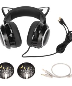 Acogedor Gaming Headset, 8 Color RGB Lighting Effects 3 Sound Modes Cat Ear PC Gaming Headphones with Microphone and Touch Switch, 3.5mm Jack 14 61TCO9PeOoL