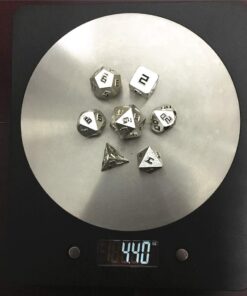 Momostar RPG Solid Metal Polyhedral Dice for Dungeons and Dragons, Pathfinder and Other Games. 7 Pcs Black Numbers Protrude from Silver 5 61TCn YF JL