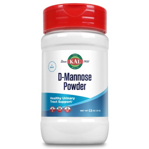 KAL D-Mannose Powder 1600 mg, Easy-to-Mix, Fast-Dissolving Powder to Support Urinary Tract Health, Unflavored, Non-GMO, Vegan, Gluten Free, 45 Servings, 2.5 oz