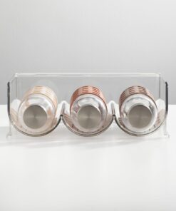 mDesign Plastic Free-Standing Stackable 3 Bottle Storage Holder Rack - Water, Wine, and Drink Organizer Shelf for Kitchen Countertop, Cabinet, Pantry, Fridge, Freezer, 4 Pack - Clear Pack of 4 32 61TFg7UkrDL 1