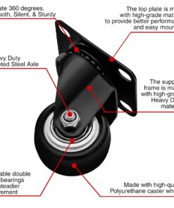 Swivel Caster Wheels Rubber Base with Top Plate & Bearing Heavy Duty with Pack of 4 Black by Online Best Service (1.5" NO Brake) 1.5 Inch No Brake 10 61TFydNluhS