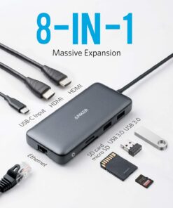 Anker 553 USB-C Hub, 8-in-1 USB C Dock, Dual 4K HDMI USB C to USB Adapter, 1 Gbps Ethernet USB Hub, 100W Power Delivery, SD Card Reader for MacBook Pro, XPS and More 18 61TFzVuut L