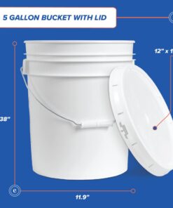 Alternative view of 5 gallon Food Grade White Plastic Bucket with Handle & Lid - Set of 6