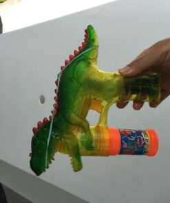 Dinosaur Bubble Gun Light Up Bubbles Shooter, Battery Operated Bubble Maker Toy for Toddlers & Kids, Sound-Free (Extra Refill Bottle and Batteries Included) Green Dinosaur 39 61TM6HugOIL