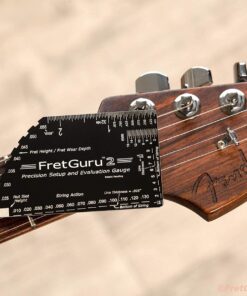 FretGuru 8-in-1 String Action Gauge Guitar Fret Ruler Precision Fret Rocker - Precise CNC Machined, Diamond Honed, Polished Edge Guitar String Height Gauge - Luthier Tool with Thick Leather Case inch 31 61TMWakz9L