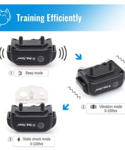 Petrainer Training Collar for Dogs - Waterproof Rechargeable Dog Training E-Collar with 3 Safe Correction Remote Training Modes, Static, Vibration, Beep for Dogs Small, Medium, Large 28 61TOHptfa1L