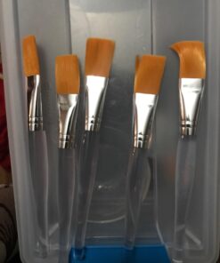 Facial Mask Brush Makeup Brushes Cosmetic Tools with Clear Plastic Handle, 5 Pack (Silver with Yellow Brush) Silver with Yellow Brush 18 61TPQ4TzJL