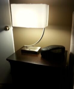 Alternative view of ORE International, Inc 6223-1 Table Lamp with Convenient Outlet, 9" x 15.25" x 22", Chrome/Nickel
