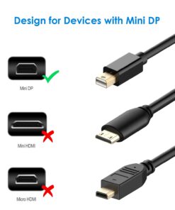 Rankie Mini DisplayPort (Mini DP) to HDMI Cable, 4K Ready, 6 Feet 17 61TS9D3AlGL