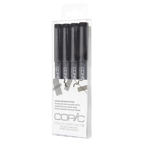 Copic Markers MLBBROAD Multiliner Broad Pigment Based Ink, 4-Piece Set 4 Pens Black Broad