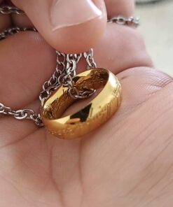 LUREME Engraved Gold Plated Stainless Steel Ring Pendant Chain Necklace A1000001 37 61TWQKJPybL
