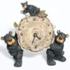 Willie Black Bear with Cub Holding a Birch Log Clock 8" 19 61TYDstsd0L