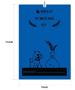 GORILLA SUPPLY Dog Poop Waste Bags with Dispenser and Leash Tie, 9" x 13", Blue, 1000 Count 31 61TYplqr6yL