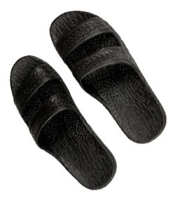 Alternative view of Black Rubber Slide Sandal Slipper, Comfortable Slip On, Hawaii Unisex Black Sandals 9 Women/8 Men