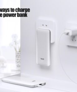 lezchi Portable Power Bank, Ultra Slim 10000mAh Portable Charger, USB C External Battery Pack with Built-in AC Plug, Charging Cable, Output Port, Compatible with All Kinds of Cellphones … White 22 61TZjQdXyAL