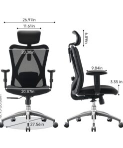 Alternative view of SIHOO M18 Ergonomic Office Chair for Big and Tall People Adjustable Headrest with 2D Armrest Lumbar Support and PU Wheels Swivel Tilt Function Black