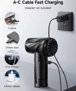 Air Duster, 91000RPM Compressed Air Duster with LED Light, Electric Air Blower for Computer Keyboard Car Cleaning 6000mAh Rechargeable Fast Charging Corldess Air Can Duster Black 17 61TcUmu7wOL