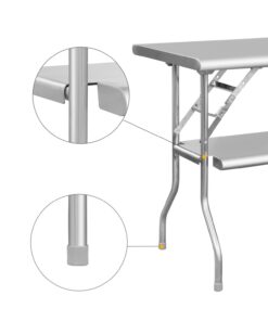 Royal Gourmet Commercial Stainless Steel Double-Shelf Folding Work Table, 48" L x 24" W 21 61TfAMBXbLL