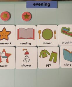 Magnetic Daily Visual Schedule for Kids at Home - Create Your Own Routine Chart for Kids & Toddlers (Morning and Bedtime) - Picture Board - Behavior Reward Chore - Autism ADHD (72 Magnets + Board) 72 Magnet Pack + Board 15 61ThjNZh83L