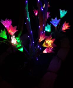 Outdoor Solar Garden Stake Lights - Doingart 2 Pack Solar Powered Lights with 8 Lily Flower, Multi-Color Changing LED Solar Decorative Lights for Garden, Patio, Backyard (Purple and White) Purple & White 18 61TizkPsnL 3
