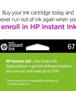 HP 67 Black/Tri-color Ink Cartridges (2 Count - Pack of 1) | Works with HP DeskJet 1255, 2700, 4100 Series, HP ENVY 6000, 6400 Series | Eligible for Instant Ink | 3YP29AN 21 61TjS9SfWIL