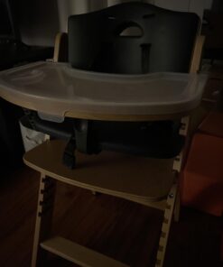 Abiie Beyond Junior Wooden High Chair with Tray. The Perfect Adjustable Baby Highchair Solution for Your Babies and Toddlers or as a Dining Chair. 6 Months up to 250 Lb. Natural Wood/Black Cushion 1 Count (Pack of 1) Natural Wood - Black Cushion 24 61Tjm0D3t9L