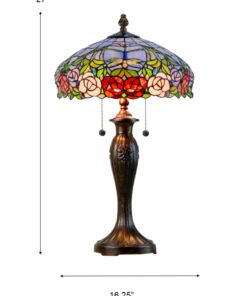 Dale Tiffany TT12232 Zenia Rose Table Lamp, 27" x 16.25" x 16.25", Fieldstone 15 61Tk5g7zorL