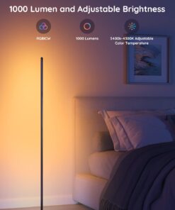 Govee RGBIC Floor Lamp, LED Corner Lamp Works with Alexa, Smart Modern Floor Lamp with Music Sync and 16 Million DIY Colors, Color Changing Standing Lamp for Christmas Bedroom Living Room Black 19 61TlK9UvQrL